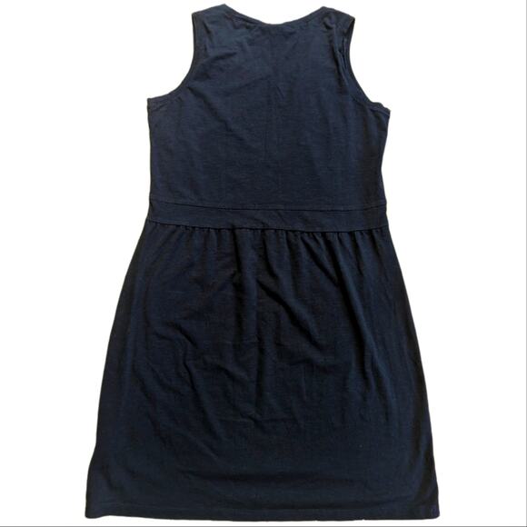 L.L. Bean Cotton Eyelet Lace Navy Summer Tank Swing Comfy Outdoor Dress - Picture 2 of 4